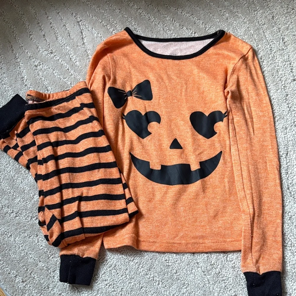 Kids girls trick or treat sleep jack-o’-lantern super soft pajamas